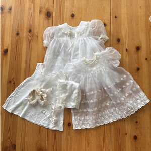 Vintage 1980s Irish Shamrock Christening Set 5pc 0–3M